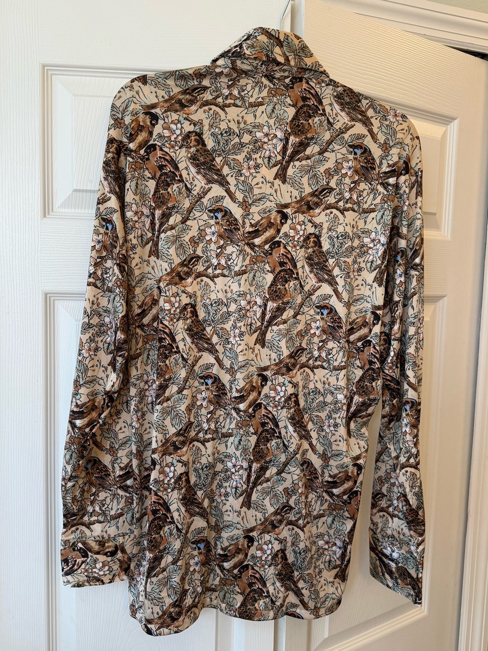 Vintage 1970s Oleg Cassini x Burma Disco Shirt Bird Print Button-Up L Excellent - Picture 3 of 4